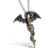 JewelryWe Collana Steampunk con Pendente Drago: Collana Catena da Uomo Grande Ciondolo Halloween Cosplay in Acciaio Inossidabile
