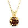 PAKORIO Collana solitaria moissanite rotonda classica elegante donna, 1ct/2ct VVS1, placcata oro 14K, ipoallergenica, catena 40-45cm, anti-ossidazione, regalo(Marrone,1ct)