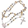 HEMOTON Collana Di Battesimo Collana Di Perline Rosario Di Perline Croce Rosario a Croce Di Moda Da Donna D'oro e D'argento Acciaio Inossidabile