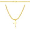 AMAR Amor Luxury Collana da uomo in oro 585, catena a maglia bizantina - catena a croce, 55 cm, Argento sterling