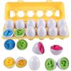 HVDHYY 12pcs Regali di Pasqua per Bambini Uova Abbinate Giocattoli Riconoscimento Colori e Numeri Giocattoli Montessori Educativi per 3+ Anni Ragazzi Ragazze