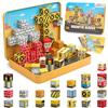 CREAFOMIFE Blocchi Magnetici 54 pz Set Viaggio 3+ con Box Metallo Rosso | Mini cubi magnetici 2 cm, scatola portatile in metallo, base da gioco, intrattenimento auto e aereo, regalo viaggio bambini
