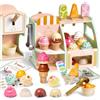 Giant Bean Set Gelato Legno Distributore Caduta Bambini 3+ Anni | Coni Ghiaccioli Pala Soldi Menu Gioco Cucina Accessori Divertente