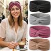 XETHI 4 Pezzi Fasce per Capelli Donna Larghe, Fascia Capelli Bandana Vintage per Uso Quotidiano, Yoga e Running, Set di 4 Colori: Rosso, Nero, Grigio, Marrone