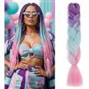 MY-LADY Extension per Treccine Africane 60cm 100g Ombre Viola/Blu/Rosa con tinsel Treccine Extension Capelli Sintetici Jumbo Braiding Hair Crochet Twist
