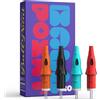 Solong Tattoo Tattoo Pen Needles, Solong 20 Pieces Tattoo Pen Cartridge Needles for Dotwork Drawing Exercises on Paper for Beginners EN18-BP-20KIT-A (Black, Red, Sky Blue, Orange)