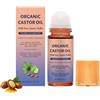 Vaethy Olio di ricino biologico con rullo al quarzo rosa, roll-on olio di ricino, nutre delicatamente la pelle, per pancia, viso e corpo