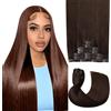 Lakaisa Straight Human Hair Extensions Clip In Extensions Capelli Veri Umani Naturali Capelli Real Human Hair Extensions Clip Invisible #4 Chocolate Brown 120g 7pcs for Women 16 Pollici