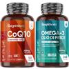 WeightWorld Coenzima Q10 e Omega 3 Olio di Pesce Bundle, 120 Capsule + 240 Softgel, Omega 3 2000mg con 660mg di EPA, 440mg di DHA, Q10 Coenzima come Ubiquinone, 200mg per Dose, Senza Glutine, Lattosio né OGM