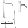 Jacuzzi Set miscelatori lavabo alto bidet e gruppo vasca con kit doccia Jacuzzi Rubinetteria Armonia Grip cromati per piletta click clack