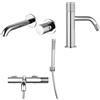 Jacuzzi Set miscelatori lavabo a muro bidet e gruppo vasca con kit doccia Jacuzzi Rubinetteria Armonia Grip cromati per piletta click clack