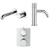 Jacuzzi Set miscelatori lavabo a muro bidet ed incasso doccia con deviatore due uscite Jacuzzi Rubinetteria Armonia Grip cromati per piletta click clack
