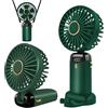 Jsdoin - Mini ventilatore portatile, ricaricabile tramite USB, 5 velocità, a batteria, pieghevole, da scrivania, con display LED, per casa, ufficio, camera da letto, viaggi e all'aperto (Verde)