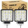 RIGIDON 2x faro da lavoro led, quadrato 4 pollici 48W flood luci 12V 24V | fari di profondità, per auto trattore escavatore camion SUV UTE ATV barca 4x4 veicoli offroad, 6000K bianca, impermeabile