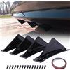 JMTBNO 4 pz Auto Paraurti Posteriore Lip Diffusore Universale Pinna di Squalo Nero Lucido Forma Curva Paraurti Posteriore Spoiler Diffusore Ala Splitter Accessori