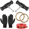 Syvory Kit da 7 Auto Strumento per Rimozione Parabrezza Kit,Strumenti di Rimozione Parabrezza,Strumenti per la rimozione del Parabrezza,con 2 Manici 3 Bobine 1 Guanto