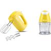 Girmi SB02 Sbattitore Elettrico 170W con 5 velocità+Turbo, Sbattitori e Ganci inox, Giallo + TR01 Triatutto 350W con funzionamento Pulse, Lame Inox. Giallo