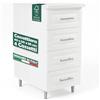 Shally Dogan Cassettiera Mobile Base per Cucina con 4 Cassetti Design Boiserie, Mobiletto Componibile con Struttura in Legno Solida e Resistente, Organizer 40 x 50 x 85H cm (Bianco Frassinato)