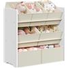 SONGMICS Scaffale per Bambini, Scaffale per Giocattoli, Libreria per Bambini, con 7 Contenitori in Tessuto Non Tessuto, per Camera dei Bambini, Spazioso, 29,5 x 62,5 x 60 cm, Bianco Nuvola GKR034W10