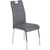 Hela Tische Susi Set da 1 sedia per sala da pranzo, con rivestimento in similpelle di colore grigio, struttura cromata, schienale con impugnatura e portata da 120 kg