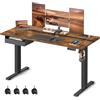 VASAGLE Scrivania Regolabile in Altezza, Scrivania Elettrica, Piano del Tavolo 60 x 140 cm, Regolabile in Continuo, Funzione di Memoria con 4 Altezze, Marrone Vintage e Nero LSD114X01