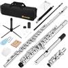 Vangoa Nickel Foro Chiuso 16 Tasti di C Studente Principiante Flauto per bambini Set di Strumenti Musicali con Custodia per il Trasporto Guanti per Supporto Asta di Pulizia e Panno