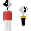 Alessi Alessandro M AAM23 R Cavatappi di Design in Zama Cromata e Resina Termoplastica, Rosso & A di AAM06 B Anna Stop 2 tappo in EVA, nero e zama cromata.