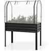 FANTASK Fioriera 3 in 1 con copertura in PE, 112 x 55 x 152 cm, aiuola rialzata con porta arrotolabile, aiuola da giardino in metallo zincato, aiuola per erbe aromatiche per giardino, balcone