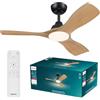 Philips Olas ventilatore a soffitto illuminazione LED, 3 pale, 107 cm di diametro, 2650 lumen, luce bianca tunabel da 3000 K a 6500 K, intensità regolabile al 5%, telecomando incluso, nero/legno