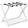 GIANTEX Sgabelli Reggivaligia, Portavaligia Pieghevole, Portata 70 kg, a 2 Ripiani, con Scarpiera, Struttura in Ferro, Multiuso Salvaspazio, Ideale per Viaggio e Hotel, 63,5x44x67 cm, Bianco