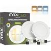 Maxled, Light is Led! Set di 2 Faretti LED Incasso Cartongesso 9W 720LM Luci Soffitto Interno 120º 3CCT 3000K/4000K/6000K Faretto LED Incasso IP44 Non Dimmerabile Φ145mm Diametro Foro Φ130mm AC 230V