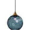 Generico Lampada a Sospensione in Vetro Ondulato Blu con Finitura Oro, Moderna E27 Regolabile, per Camera da Letto, Cucina, Sala da Pranzo, Corridoio