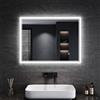 SONNI Specchio da Bagno 80x60cm, Specchio Bagno Led Antiappannamento, Specchio Illuminato con Interruttore a Sfioramento, Specchio Grande da Parete Bianco Freddo 6400K
