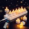 Dehobo Candele LED Ricaricabili Autonomia 50-110 ore 12pz, Candele Tea Light Finte Luci LED Fiamma - Luci Senza Fiamma Decorative Elettriche Tealight per Casa Halloween Natale Decorazionini