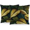 ggaimwf Set di 2 Foglia morbida di Effetto Lino Federe Verde giallo Foglie vintage Decorativo per esterni Piazza Fodere per cuscini Per uomo Donna Bambini Divano letto soggiorno Copricuscino 60x60 cm