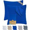 Terra Beds Federa 80 x 80 cm (Set da 2) - 100% Jersey di Cotone 160 g/m², Certificato Oeko-Tex, Blu Scuro, Con Chiusura Lampo, Morbida e Traspirante