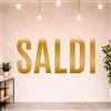 Gigio Store Kit 5 Adesivi SALDI per Vetrine Negozi - Scritte Prespaziate Senza Sfondo in Vinile Rimovibile - Vetrofanie Saldi Estivi/Invernali, Allestimento Vetrine (60x25 cm - Oro - B)