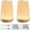 BLUESEABUY Set di 2 lampade da comodino con timer LED Bedside con 13 colori, 3 modalità, lampada da scrivania a LED, ricaricabile tramite USB, con telecomando, per camera dei bambini, camera da letto, un breve