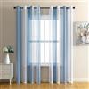 Surwin Tende per Interni Stile Nordico Due Colori a Vetro Con Occhielli, 2 Pezzi Camera da Letto, Voile Semi Trasparenti per Cucina, Soggiorno (Azzurro, 132x160cm)