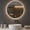 Shally Dogan Specchio Rotondo da Parete con Led Dimmerabile a 3 Colori, Bianco Freddo, Caldo e Naturale, Accensione con Touch, Decorazione da Muro Design Moderno e Salvaspazio, Diametro 60 cm