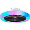RRBEST Ventilatore da Soffitto con Luce, RGB Ventilatore da Soffitto Dimmerabile, 6 Velocità 3 Temperature con Luce e Telecomando ＆ APP