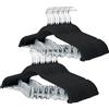 ManGotree Appendiabiti con clip mobili, appendiabiti in velluto antiscivolo, appendiabiti salvaspazio per camicie, pantaloni, abiti, gonne, cappotti (32 confezioni, Nero)