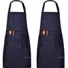 MOLENKY Grembiule Regolabile da 2 Pezzi con 2 Tasche, Waterproof Adulti Grembiule da Cucina, Adatto per Casa Lavoro Campeggio all'aperto, per Uomo e Donna