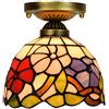 PCECKHFN Plafoniera Lampada da soffitto in Stile Tiffany da 20 cm, Giardino Europeo, Morning Glory, Vetro colorato, Ristorante, lampade e Lanterne Rosse, corridoio della Camera da Letto