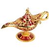 Ausla Lampada Aladino Decorativa in Metallo, Lampada Magica Genio a Forma di Vaso dei Desideri, Decorazione Casa con Intagli 3D Hollow, Colore Rosso Dorato