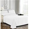 Trademoon Lenzuolo in 100% cotone satinato a righe, lenzuola di prima qualità per casa, hotel e pensioni, resort, ecc., con 2 federe (bianco, king size, 274,3 x 274,3 cm)