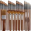 Bougimal Pennelli per Dipingere, 32 Set Pennelli Pittura Professionali con Rotondi, Quadrati, Punta Piatta, Ventaglio, Dettagli Pennello Pittura per Acquerello/Olio/Acrilico, Marrone Rossastro