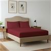 Pizuna Linens Pizuna Set lenzuola con angoli matrimoniali 3 pezzi 160x200cm, 400 fili con raso 100% cotone a fibra lunga 1 lenzuolo con angoli e 2 federe 50x75,Rosso rio (Biancheria da letto in cotone)