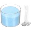 QUARKZMAN Perle Di Sabbia Per Candele Con 50 Stoppini 21Oz / 600g Kit Ricaricabile Per Creare Candele In Sabbia Thanksgiving Natale Matrimoni Party DIY Decorazioni Casa, Azzurro