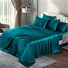 P Pothuiny Set di Lenzuola Queen in Raso di Seta di Lusso, 6 Pezzi, Lenzuolo con Angoli in Raso Seta Blu Verde, 1 Lenzuolo con Angoli Profondo + 1 Lenzuolo + 4 Fodere per Cuscini